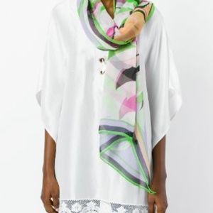Emilio Pucci Floral Scarf Stole Green Pink NWT